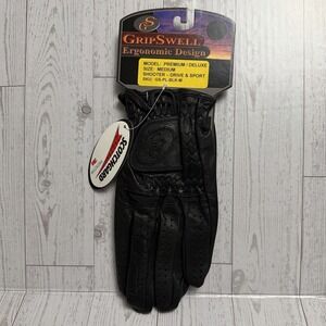 Gripswell Black Leather‎ Motorcycle Shooting Driving Riding Gloves Mens Medium